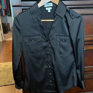 Express Black Satin Shirt with Pockets